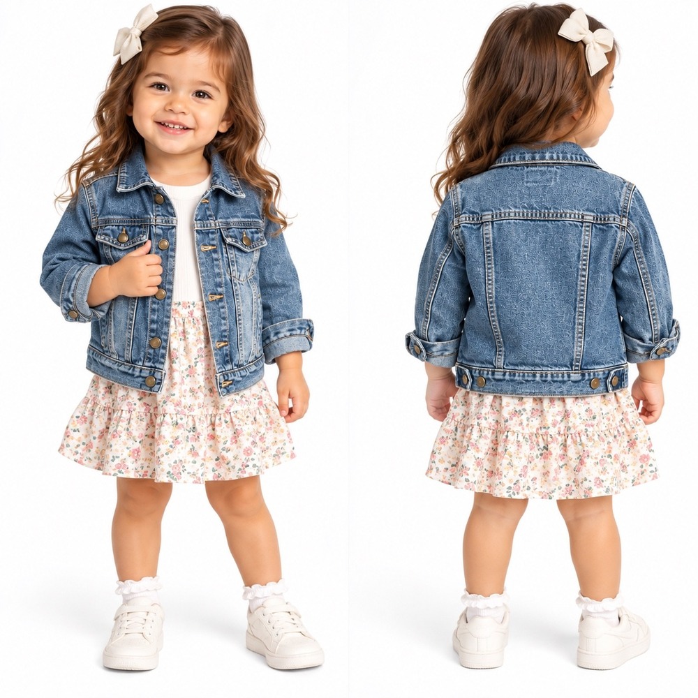 OshKosh B'gosh Girls Blue Denim Jean Jacket Size 2T 100% Cotton Outerwear